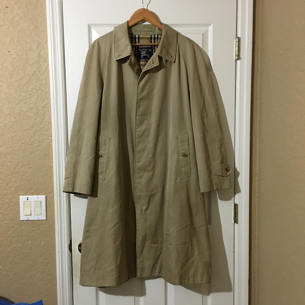 Vintage Burberrys Trench Coat Mens 54 REG Nova Check Lining Made in England